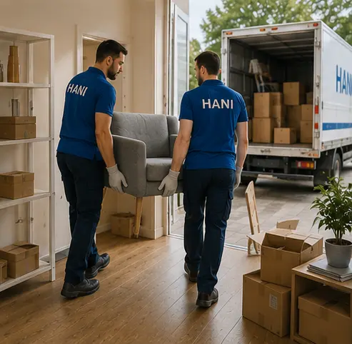 HANI-Team beim Tragen von Möbeln bei einer Entrümpelung